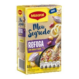 Tempero Granulado Refoga Cebola e Alho Maggi Meu Segredo Caixa 49g 7 Unidades