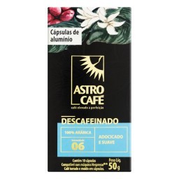 Café em Cápsula Torrado e Moído Descafeinado Astro Café Caixa 50g 10 Unidades