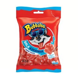 Bala Morango Azedinha Patinhas Bubbaloo Pacote 82,5g