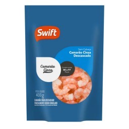 Camarão Pré Cozido, Descascado E Sem Cabeça SWIFT Congelado Pacote 400g (80 A 97 Peças)