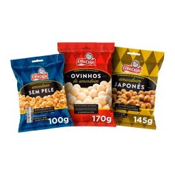 Kit Elma Chips Amendoim Sem Pele 100G + Amendoim Japones 145G + Amendoim Ovinho 170G