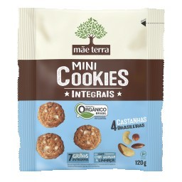 Biscoito Integral Orgânico 4 Castanhas Brasileiras Mãe Terra Mini Cookies Pacote 120g