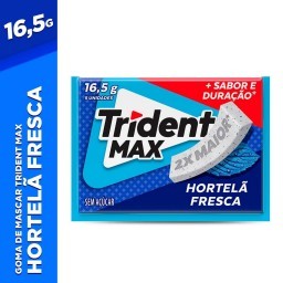 Goma de Mascar Hortelã Fresca Zero Açúcar Trident Max Envelope 16,5g 5 Unidades