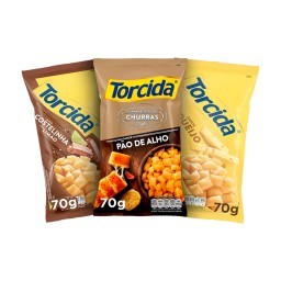 Kit Elma Chips Torcida Costelinha com Limão 70g + Torcida Petisco Queijo 70g + Torcida Pão de Alho 7