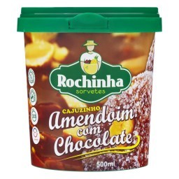 Sorvete Amendoim com Chocolate Rochinha Sorvetes Pote 470ml 