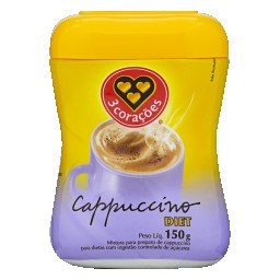 Cappuccino Solúvel Diet 3 Corações Pote 150g