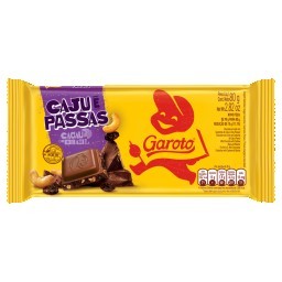 Chocolate ao Leite Caju e Passas Garoto Pacote 80g