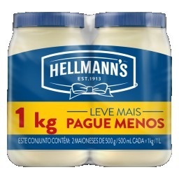 Pack Maionese Hellmann's Pote 1kg 2 Unidades Leve Mais Pague Menos