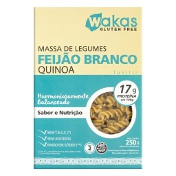 Macarrão de Feijão Branco com Quinoa Fusilli sem Glúten Wakas Caixa 250g	