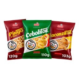 Kit Elma Chips Baconzitos 103g + Cebolitos 110g + Pingo D Ouro Bacon 120g