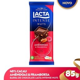 Chocolate 40% Cacau Amêndoas e Framboesa Lacta Intense Nuts Pacote 85g