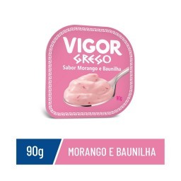 Iogurte Vigor Grego Morango e Baunilha 90g