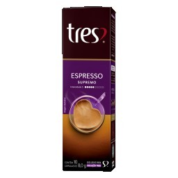 Café em Cápsula Torrado e Moído Espresso Supremo Tres Caixa 80g 10 Unidades