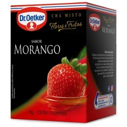 Dr. Oetker Chá Misto Flores e Frutas Sabor Morango Bebida Quente de Simples Preparo 15 Sachês