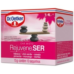 Dr. Oetker Chá Misto Rejuvene.SER Sabor Hibisco Verde Canela Pimenta Morango e Mirtilo Bebida Quente