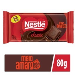 Chocolate NESTLÉ CLASSIC Meio Amargo Tablete 80g