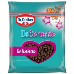 Dr. Oetker Confeito Gotinhas de Chocolate Decoração e Finalização de Doces e Sobremesas 80g