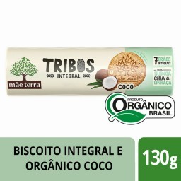 Biscoito Orgânico Mãe Terra Tribos Coco 130g 18 pacotes