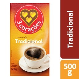 Café Torrado e Moído a Vácuo Tradicional 3 Corações Pacote 500g