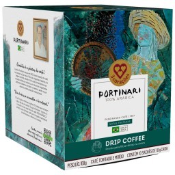 Café em Sachê Torrado e Moído Drip Coffee Peneirando Café 1957 3 Corações Portinari Caixa 100g 10 Un