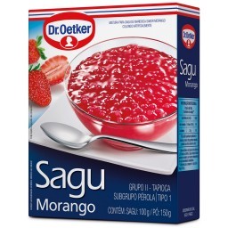 Dr. Oetker Sagu Sabor Morango, Pó para Preparo de Sobremesa, Consistência Maravilhosa e Sabor Delici