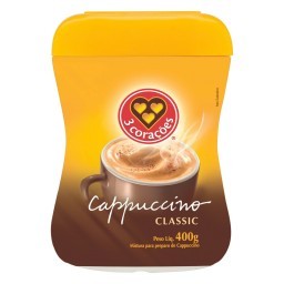 Cappuccino Solúvel Classic 3 Corações Pote 400g