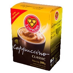 Cappuccino Solúvel Classic 3 Corações Caixa 200g 10 Unidades