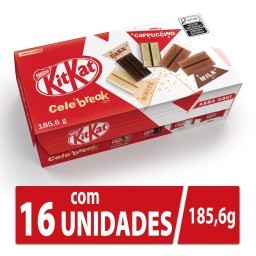 Wafer Milk, White, Dark e Cappuccino Kitkat Celebreak Caixa 185,6g 16 Unidades