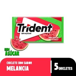 Chiclete Trident Melancia Sem Açúcar 8g - Embalagem com 5 unid.