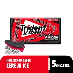 Chiclete Trident XSenses Cereja Sem Açúcar 8g - Embalagem com 5 unid.