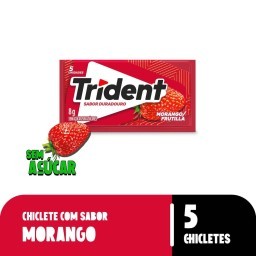 Chiclete Trident Morango Sem Açúcar 8g - Embalagem com 5 unid.