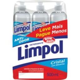 Detergente Líquido Limpol Cristal 500ml Embalagem com 6 Unidades