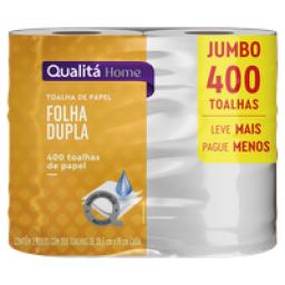 Toalha de Papel Folha Dupla Jumbo Qualitá Pacote 2 Unidades Leve Mais Pague Menos