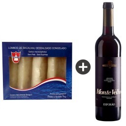 Kit Lombo de Bacalhau Dessalgado sem Pele e sem Espinha BACALANOR Caixa 1kg + Vinho Português Tinto 