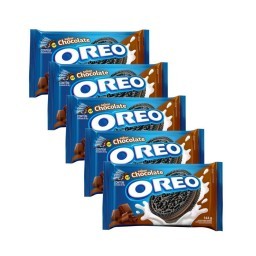 Kit com 5 Pacotes de Biscoito OREO Recheado com Chocolate 144g Cada