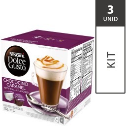 Kit com 3 Caixas de Cápsulas de Café Nescafé DOLCE GUSTO Chocolate com Caramelo com 16 Unid, Cada - 