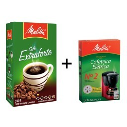 Kit MELITTA com Café à Vácuo Torrado e Moído Extra Forte Caixa 500g  +  Coador de Papel Médio Nº 2 c