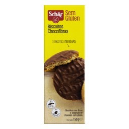 Biscoito com Fibras Cobertura Chocolate sem Glúten Schär Caixa 150g