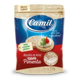 Biscoito CAMIL Mini de Arroz Sabor Pimenta Pacote 150g