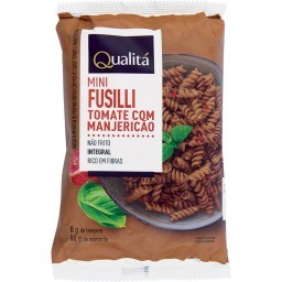 Macarrão QUALITÁ Integral Mini Fusilli Sabor Tomate com Manjericão 88g