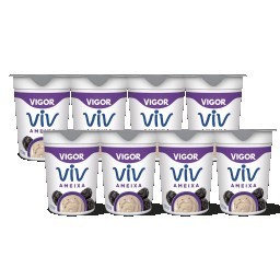 Kit com 8 Iogurte Integral Vigor Viv Sabor Ameixa 170g