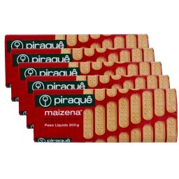 Kit com 5 Biscoito PIRAQUÊ Maizena Pacote 200g Cada