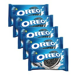 Kit com 5 Pacotes de Biscoito OREO Recheado com Baunilha Original 144g Cada