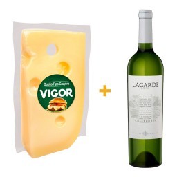 Queijo Gruyère Vigor 145g + Vinho Argentino Branco Lagarde Chardonnay Garrafa 750ml