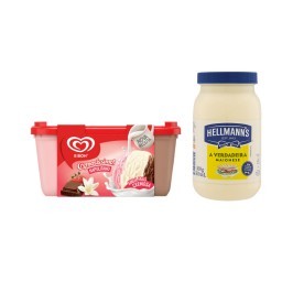 Kit Sorvete Cremosíssimo Napolitano KIBON Pote 1,5 Litros + Maionese Hellmanns Tradicional 500g