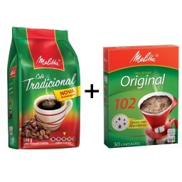 Kit MELITTA com Café à Vácuo Torrado e Moído Tradicional Pacote 500g  +  Coador de Papel Aroma Max N