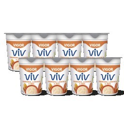 Kit com 8 Iogurte Integral Vigor Viv Sabor Laranja, Cenoura E Mel 170g