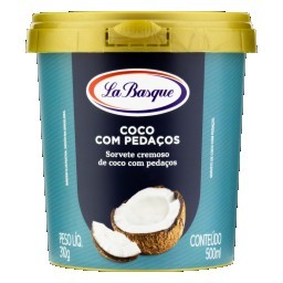 Sorvete Coco com Pedaços La Basque Pote 500ml