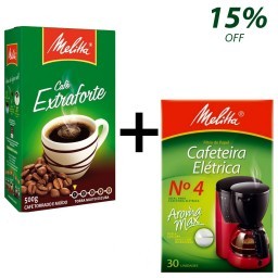 Kit MELITTA com Café à Vácuo Torrado e Moído Extra Forte Caixa de 500g + Coador de Papel Nº 4 com 30