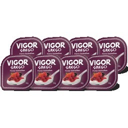 Kit com 8 Iogurte Vigor Grego Sabor Frutas Vermelhas 100g